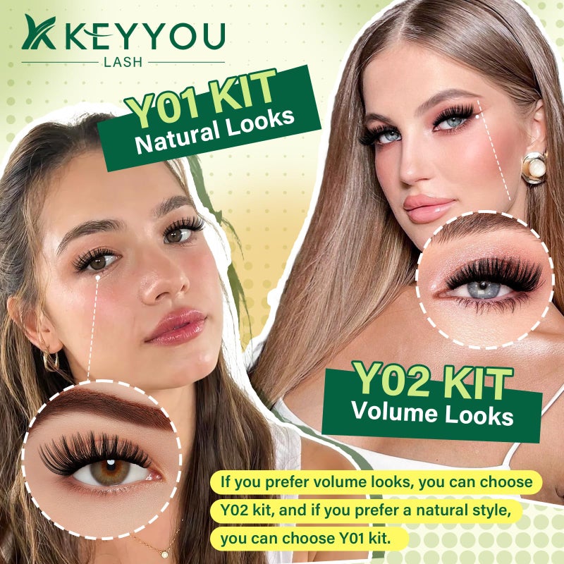 KEYYOU Lash Clusters Kit 144pcs Thick Volume D Curl Eyelash Clusters Lash Extension Kit with Mascara Brush Bond and Seal Glue Remover Applicators and Brush for DIY Lash Extensions (Y02) - Image 4