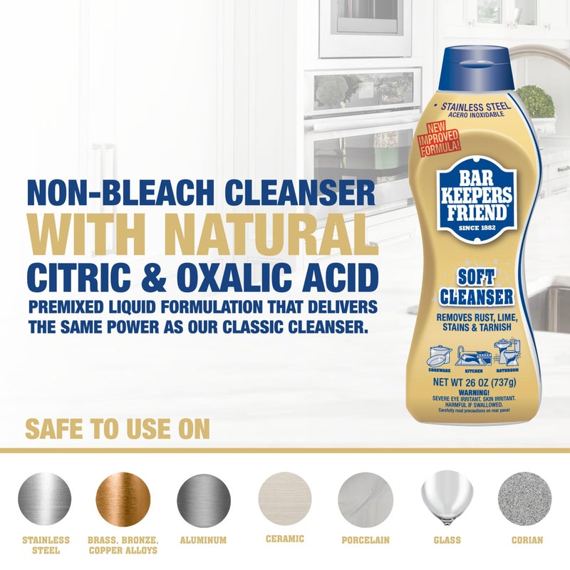 Bar Keepers Friend Soft Cleanser (26 oz) MORE Spray + Foam (25.4 oz) Multipurpose Cleaner Bundle, Stain & Rust Remover for Multi Surface Bathroom, Kitchen & Outdoor Cleaning - Image 3