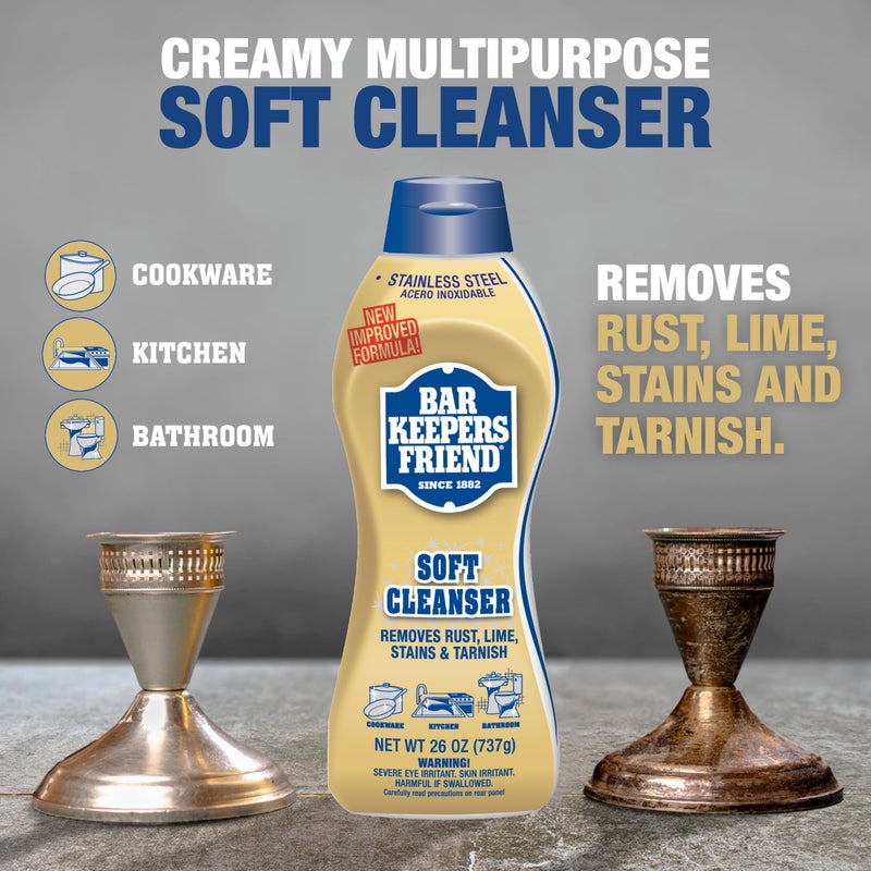 Bar Keepers Friend Soft Cleanser (26 oz) MORE Spray + Foam (25.4 oz) Multipurpose Cleaner Bundle, Stain & Rust Remover for Multi Surface Bathroom, Kitchen & Outdoor Cleaning - Image 5