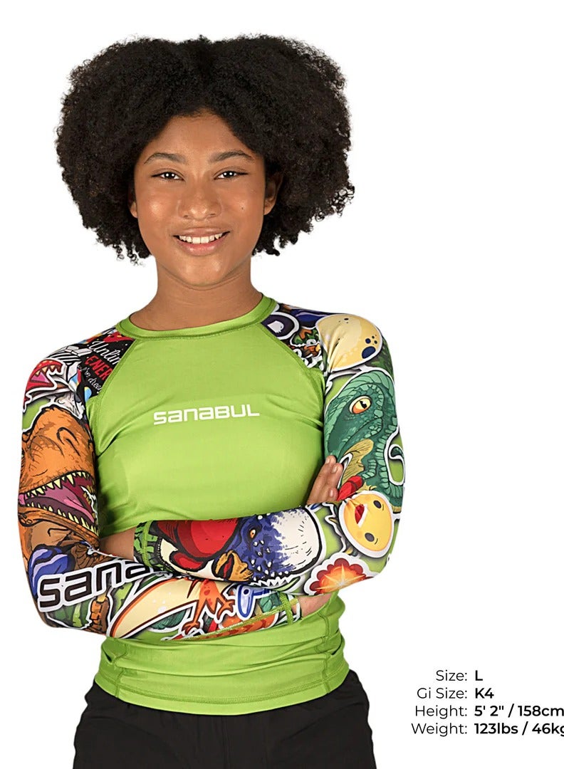 Sanabul  SB KIDS RASH GUARD DINO JUNGLE GREEN 2XLARGE  - Image 1