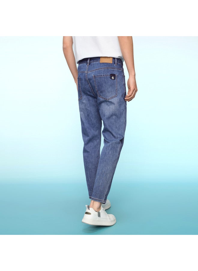 HLA Romance Of The Three Kingdoms" Summer Light Stretch Mid-rise Washed Process Breathable Men's Nine-tenths Jeans - Image 4
