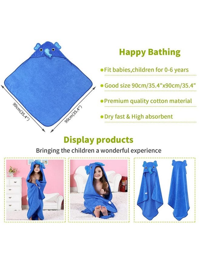 MICHLEY Animal Face Hooded Baby Towel Cotton Bathrobe for Boys Girls 0-6 Year Blue - Image 3