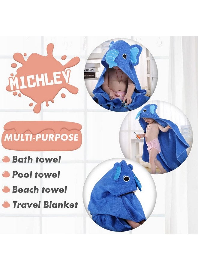 MICHLEY Animal Face Hooded Baby Towel Cotton Bathrobe for Boys Girls 0-6 Year Blue - Image 4