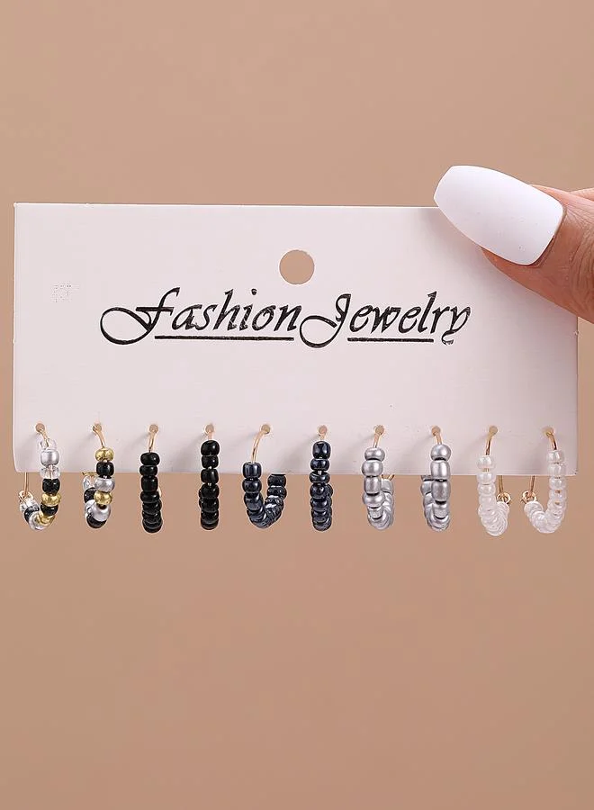 تايك تو Set of 5 - Beaded Hoop Earrings
