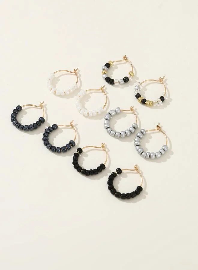 تايك تو Set of 5 - Beaded Hoop Earrings