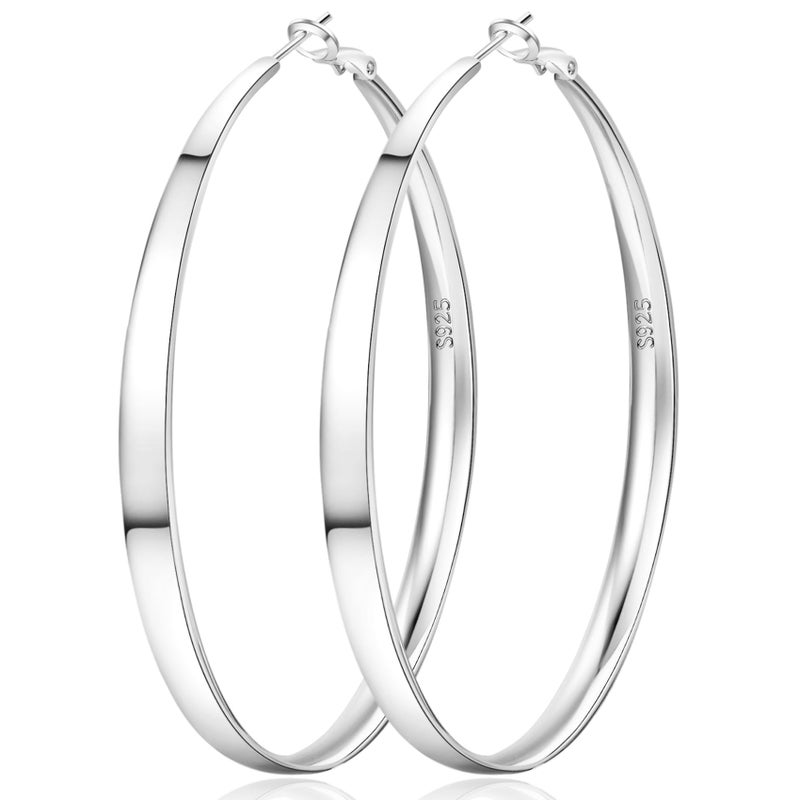 Senteria 925 Sterling Silver Hoop Earrings for Women Hypoallergenic Extra Large Silver Hoop Earrings Lightweight Oversized Big Thick Hoops Earrings for Women 70mm - Image 1