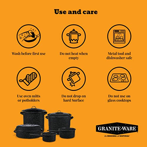 Granite Ware 15.5 Qt Steamer Pot With Rack, Black - Multi-Tier Steam Pot for Cooking Tamales, Seafood, Vegetables - Durable Porcelain Cookware with Steel Core - Everyday Versatile Cookware - Image 5