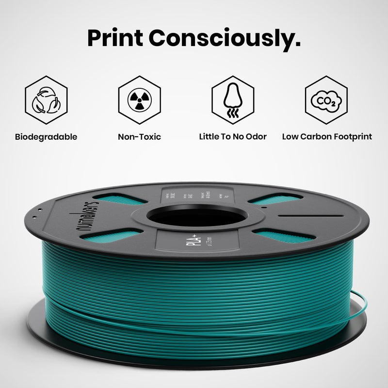 NUMAKERS PLA+ 3D Printer Filament, 1.75mm, Dimensional Accuracy +/- 0.03 mm, 1 kg Spool (2.2 lbs), Compatible with Most FDM Printers (Lagoon Blue) - Image 2