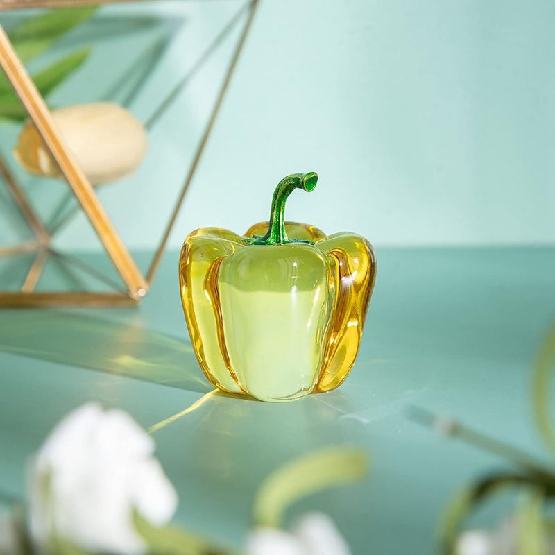klarako Glass Fruit Decoration, Crystals Chili Cherry Statue Art Simulation Sculpture Figurine Crafts Home Decoration Office Ornament Yellow Chili - Image 5