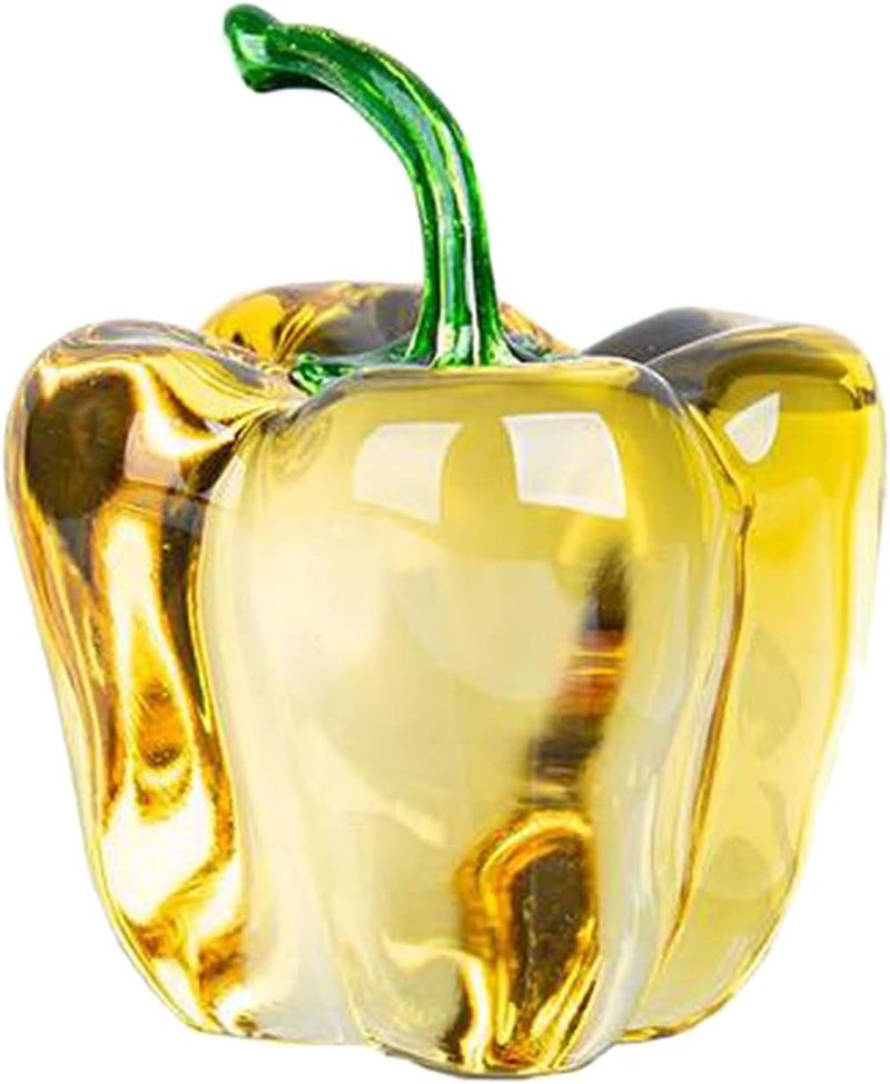 klarako Glass Fruit Decoration, Crystals Chili Cherry Statue Art Simulation Sculpture Figurine Crafts Home Decoration Office Ornament Yellow Chili - Image 3