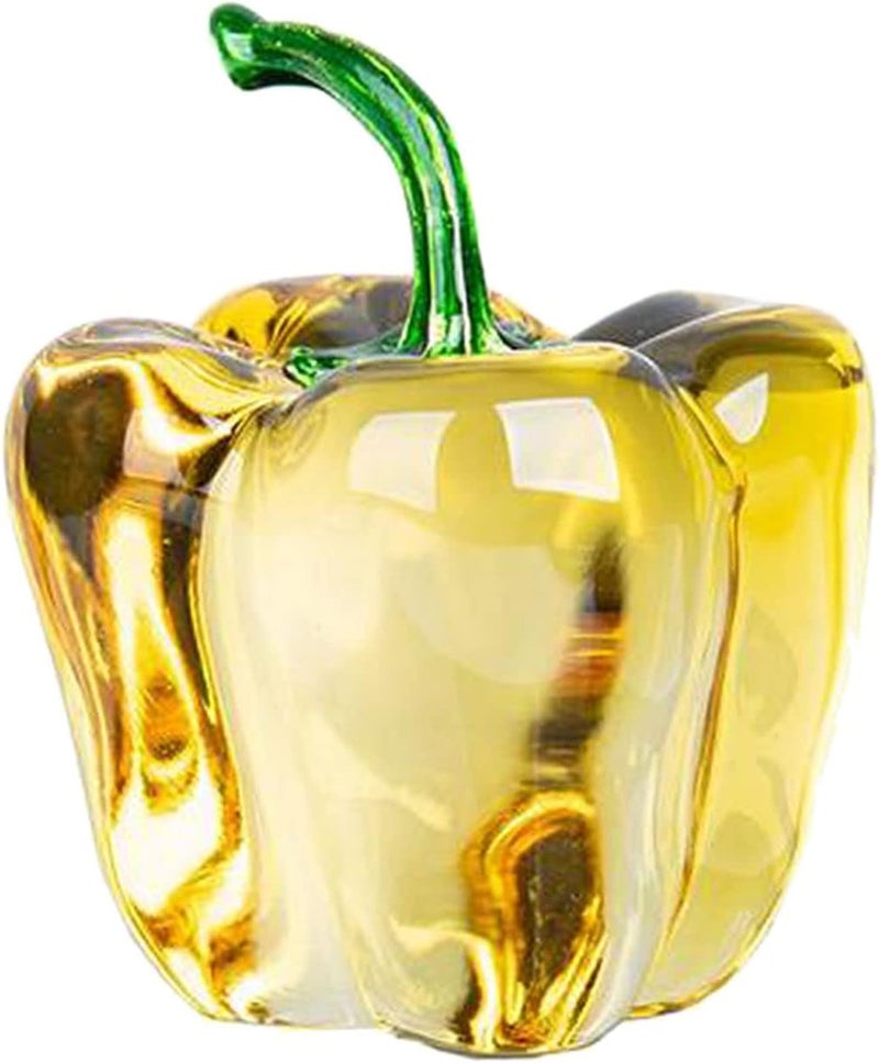 klarako Glass Fruit Decoration, Crystals Chili Cherry Statue Art Simulation Sculpture Figurine Crafts Home Decoration Office Ornament Yellow Chili - Image 1