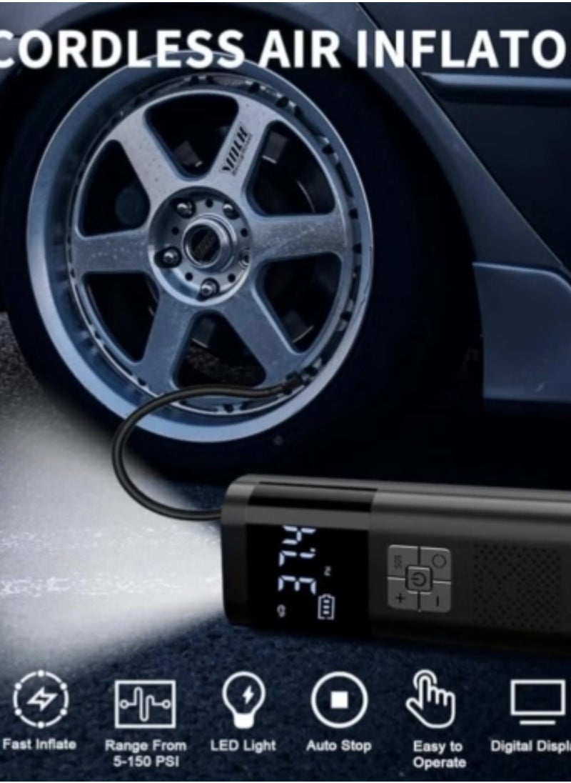 BEILINGDUN Air Compressor Tire Inflator Pump Car Portable, 150 PSI Fast Inflation with LCD Dual Screen, [Cordless & Strong Power] Electric Tire Pump for Car Tire For Car, Bicycle, Motorcycles, Ball  - Image 4