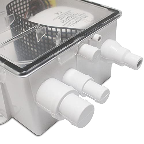 SAILINGFLO Marine Shower Sump Pump Kit System Drain Box-12V 750GPH Built-in Automatic Bilge Pump. Multi-Port Intlet for Marine, Yacht, Boat, Rvs - Image 5