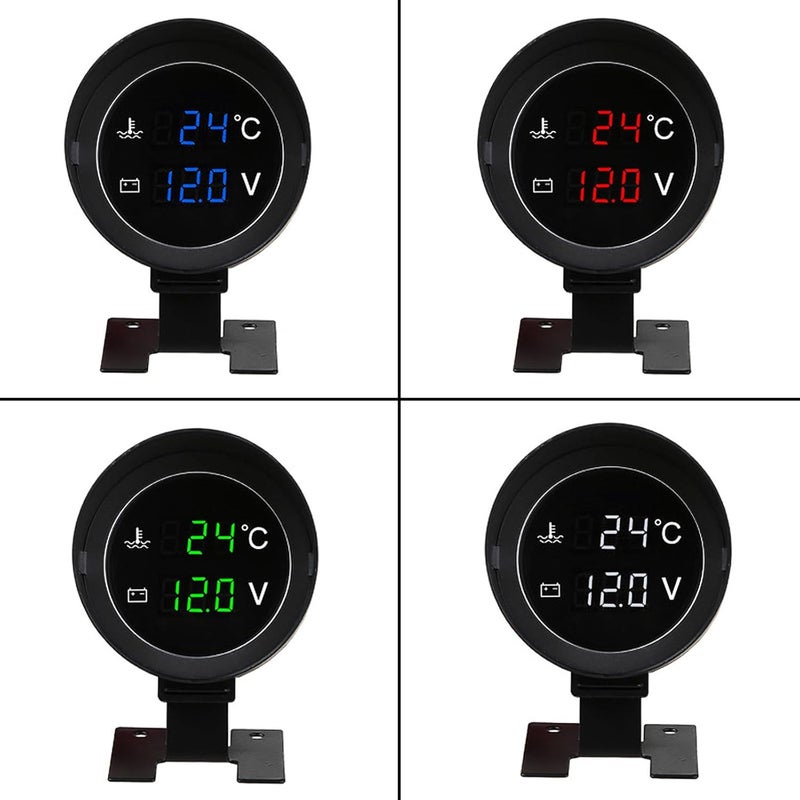 LEDVoltmeter Water Temp Gauge Meter 2in1 Vehicles Digital Gauge for 12V / 24V Car Truck with Sensor Easy Installation - Image 3