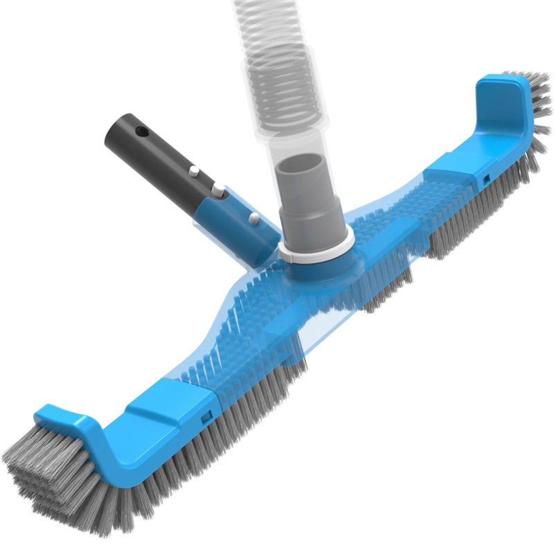 2026 Upgraded 20 2 in 1 Pool Brush Vacuum Head with Swivel Hose Connection Sturdy Nylon Bristles for Heavy Duty Inground Above Ground Pool Cleaning Connecting 114 or 112 Hose No Pole