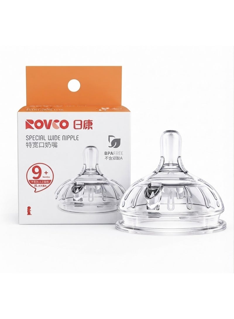 ROVCO Wide-Neck Silicone Baby Bottle Nipple, Compatible with All Wide-Neck Baby Bottles, Anti-Colic & Anti-Reflux, XL Size, Suitable for 9+ Months, 1 Piece - Image 1