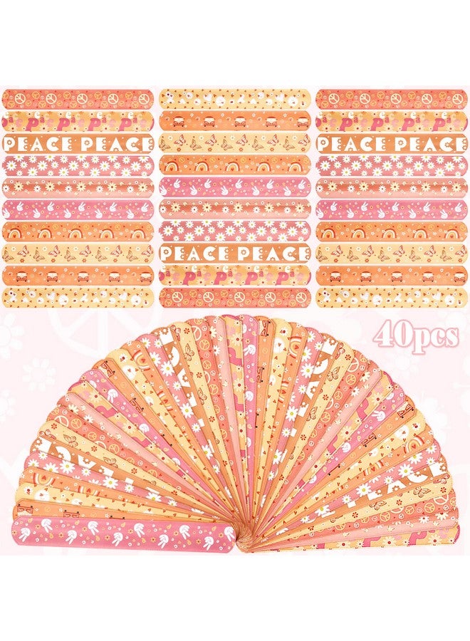 Bonuci 40 Pcs Groovy Hippie Boho Slap Bracelets Retro Slap Wristbands For Kids Groovy Peace Snap Bracelet Rainbow Butterfly Daisy Slap On Bracelets For Birthday Party Favors Classroom Prize Gifts - Image 5