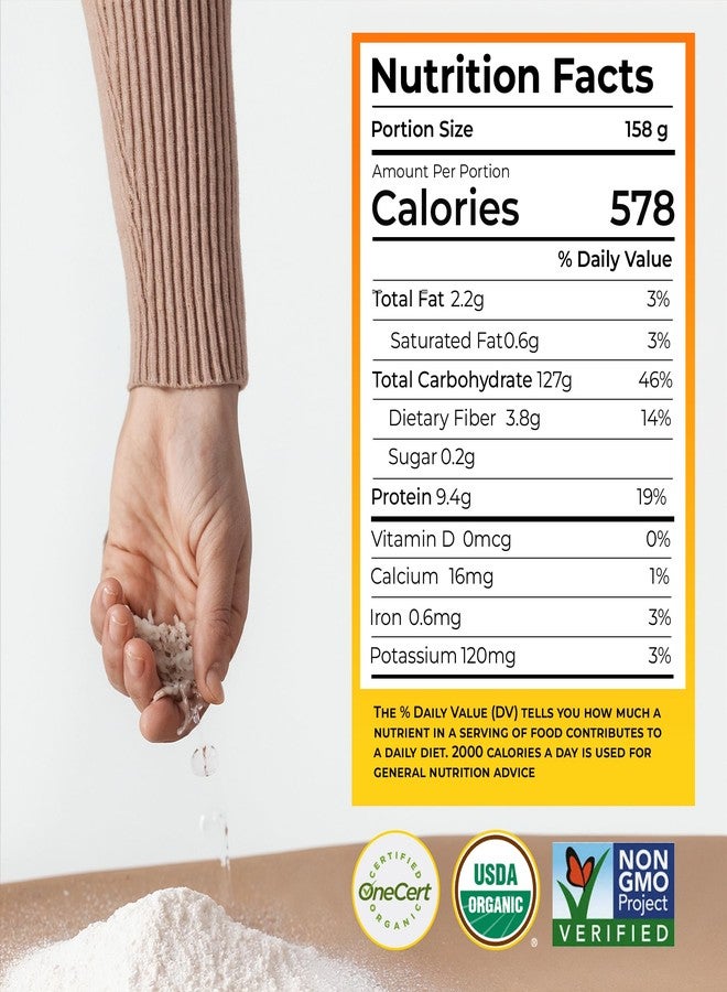 Darsa Organics White Rice Flour - Premium Organic, USDA Certified, Non-GMO, Gluten-Free Rice Flour Powder for Baking & Cooking, Chemical-Free, Long Shelf Life, Food Grade Pouch - 2 lb (908g) - Image 3