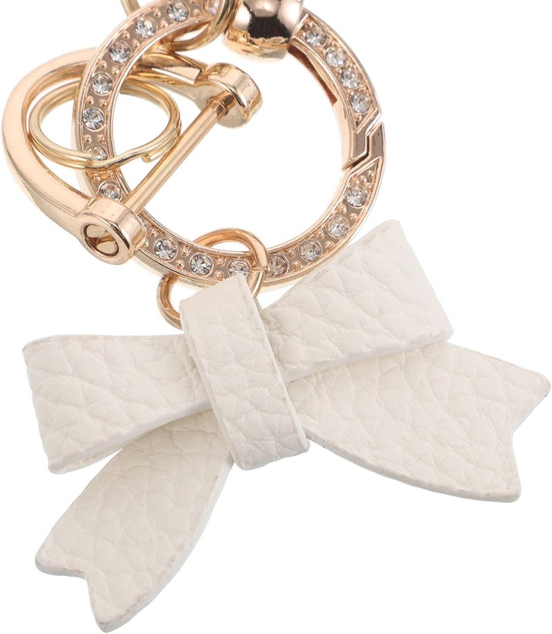 PRETYZOOM 3pcs Rhinestone Bowknot Keychain Set Pu Leather Car Key Pendant Handbag Motorcycle Keyring Accessories for Women Car Keys Ornaments - Image 3