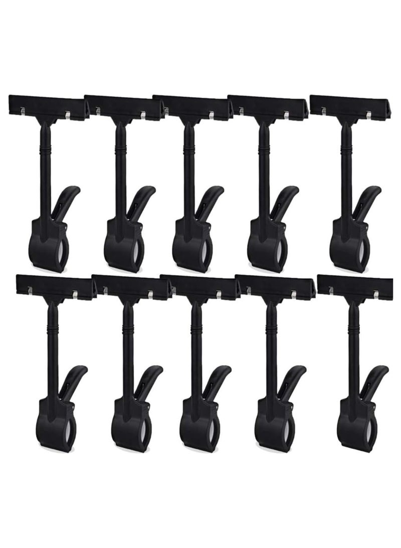 ORTUK 10pcs Label Clips Retail Merchandise Sign Clips, Plastic Sign Holding Clamp Display Sign Holder, Heavy Duty Rotatable Pop Shelf Label Clips, Display Clip-on Holder Swivel Price Card, Price Tag - 17cm - Image 1