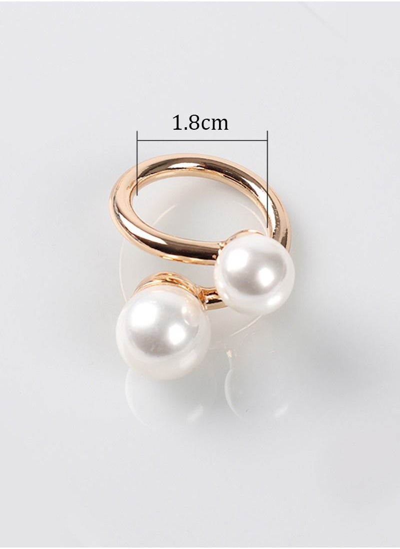 RARELY - 3 Piece Silk Scarf Buckle Two Pearl Alloy Rings - Image 1