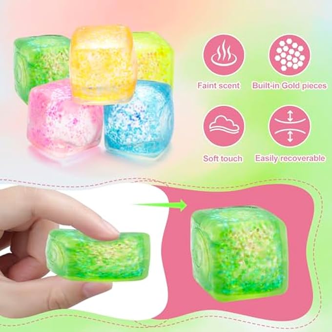ZJDL 10 Pack Stress Cube Squishy Stress Balls for Adults Kids, Sensory Fidget Toys for Anxiety Stress Relief - Image 4