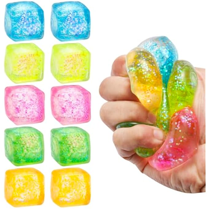 ZJDL 10 Pack Stress Cube Squishy Stress Balls for Adults Kids, Sensory Fidget Toys for Anxiety Stress Relief - Image 1