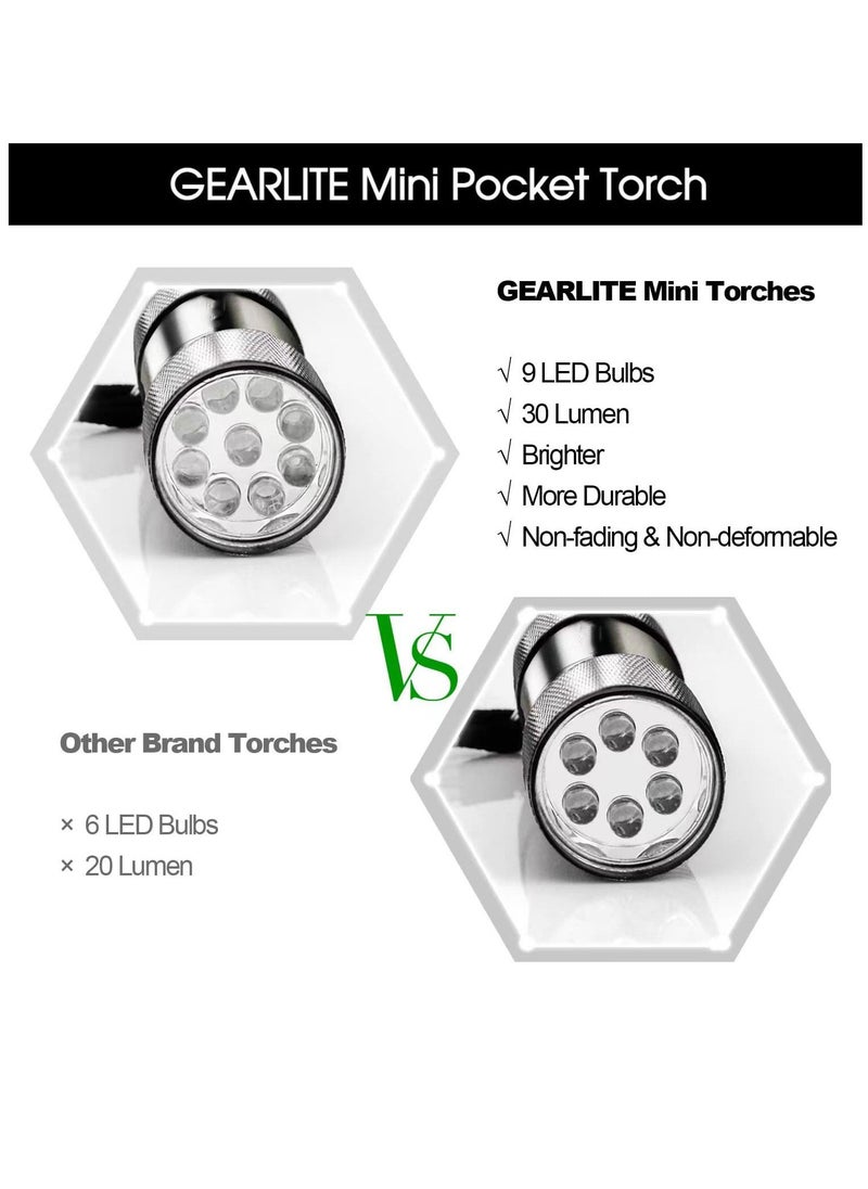 SYOSI - Small LED Torch, Mini Torches LED Super Bright with 9 LEDs, Colorful Pocket Torch Flashlight for Kids Adult Camping Hiking Outdoor Gifts, 12 AAA Pre-Installed (4 Pack) - Image 1