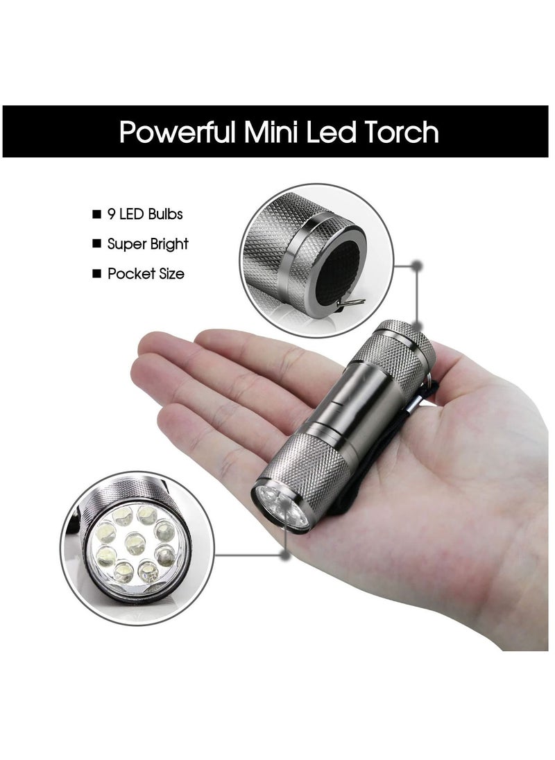 SYOSI - Small LED Torch, Mini Torches LED Super Bright with 9 LEDs, Colorful Pocket Torch Flashlight for Kids Adult Camping Hiking Outdoor Gifts, 12 AAA Pre-Installed (4 Pack) - Image 1