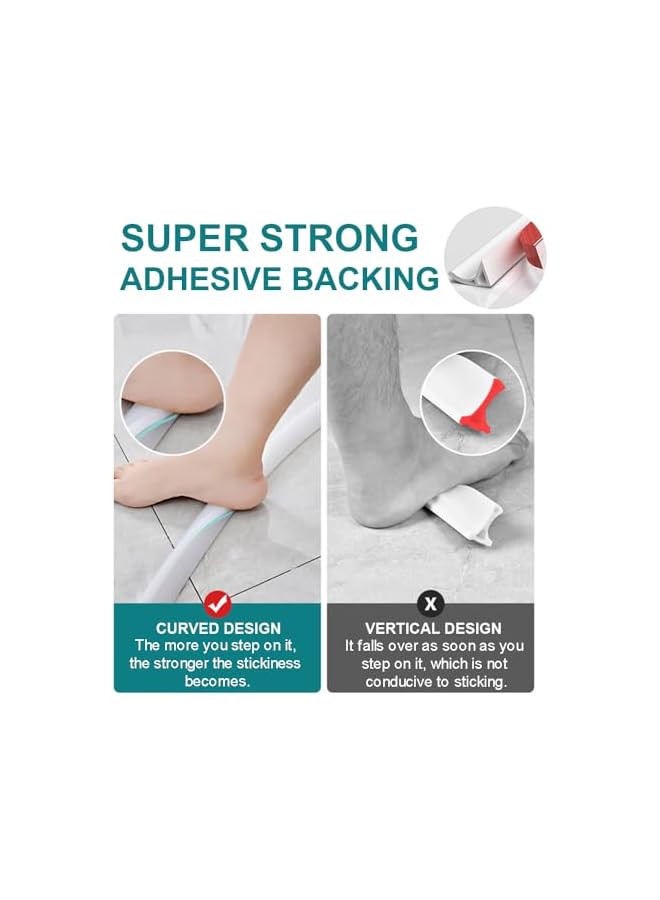 The Bros حاجز مياه دش قابل للطي، 39 إنش، لاصق ذاتي لحافة الدش، مانع تسرب المياه، نظام احتباس مياه الدش، فصل جاف ورطب لمغسلة المطبخ والحمام - Image 4