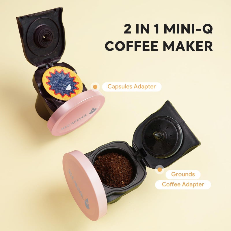 RECAFIMIL Single Serve Coffee Maker For K Cup Pod and Coffee Grounds /Tea, Fast Brew in 2 minutes, 2 IN 1 One Button Coffee Machine 4-8 Oz Brew Sizes, Stylishï¼†Compact For Home, Office, RV and Dorm, Pink - Image 2