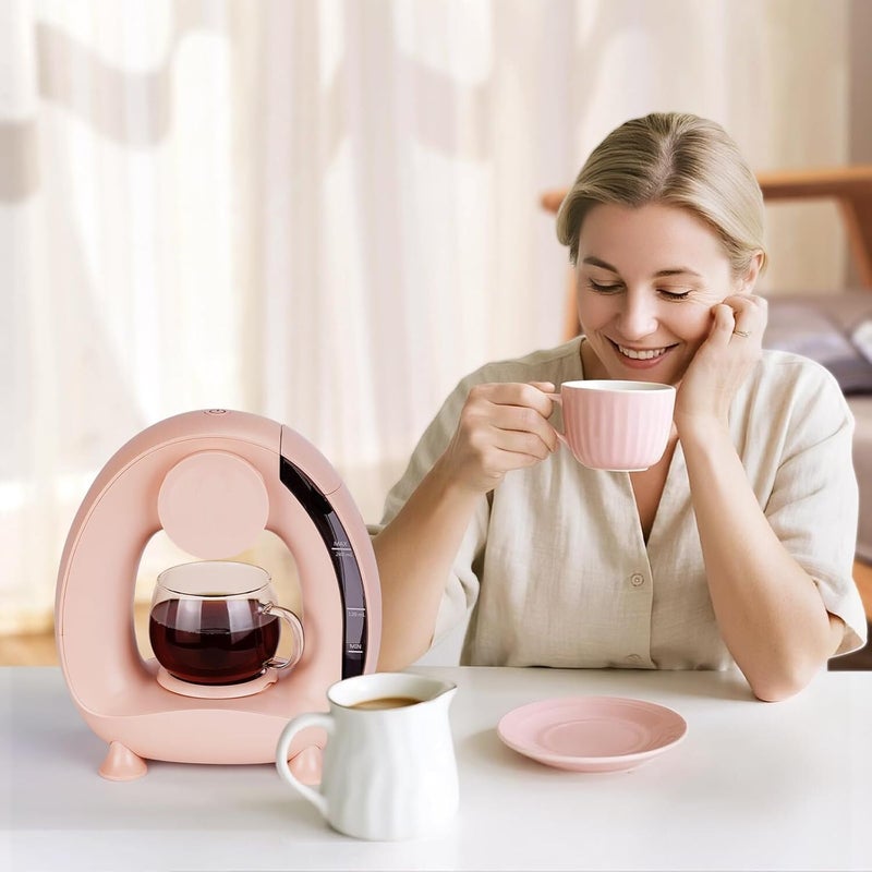 RECAFIMIL Single Serve Coffee Maker For K Cup Pod and Coffee Grounds /Tea, Fast Brew in 2 minutes, 2 IN 1 One Button Coffee Machine 4-8 Oz Brew Sizes, Stylishï¼†Compact For Home, Office, RV and Dorm, Pink - Image 4