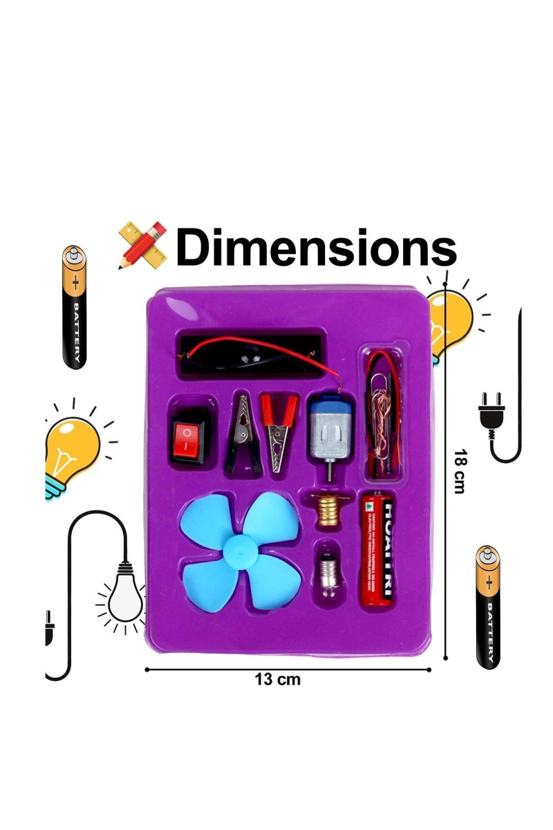 كرافت ماجيك مشاريع مدرسية علمية، مجموعات تجارب، مروحة، مصباح كهربائي، محرك، دائرة كهربائية، ممارسة فيزيائية، مهارات تعلم العلوم، مواد تعليمية (مجموعة من 12 قطعة) - Image 2