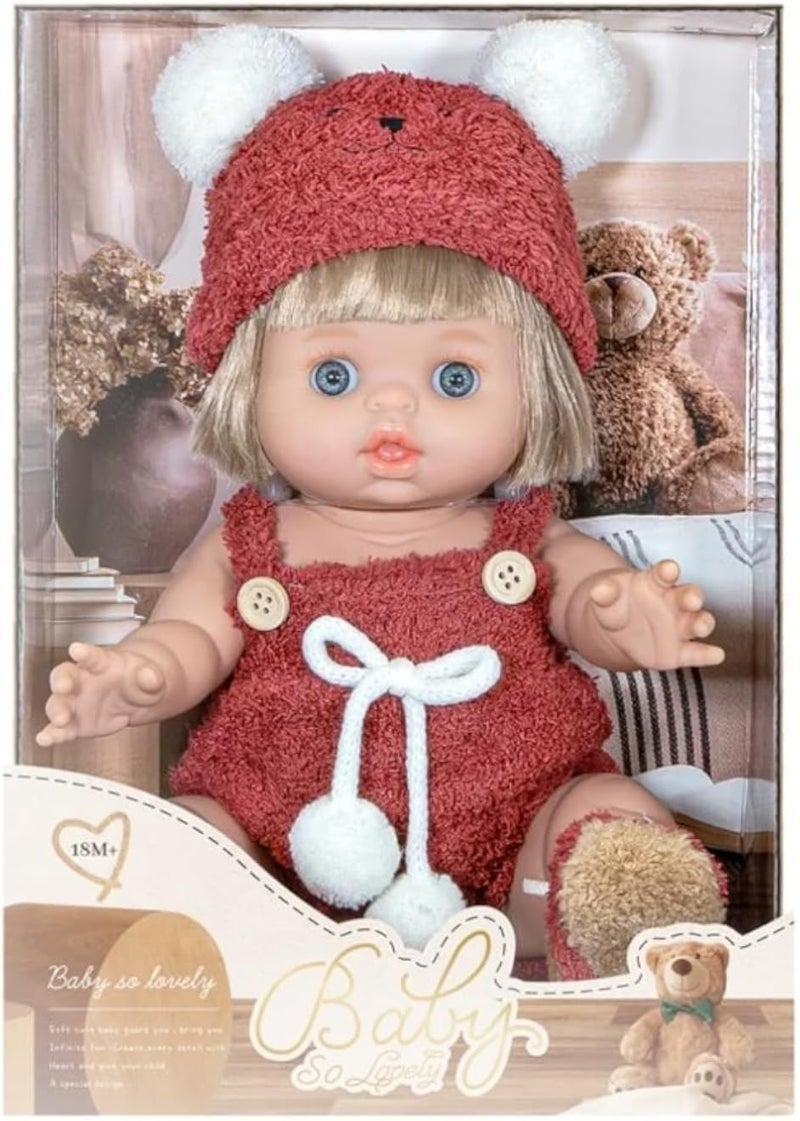 Barbie Baby So Lovely Plush Doll, Red Teddy Bear Outfit with White Pom Poms, Collectible Display Box