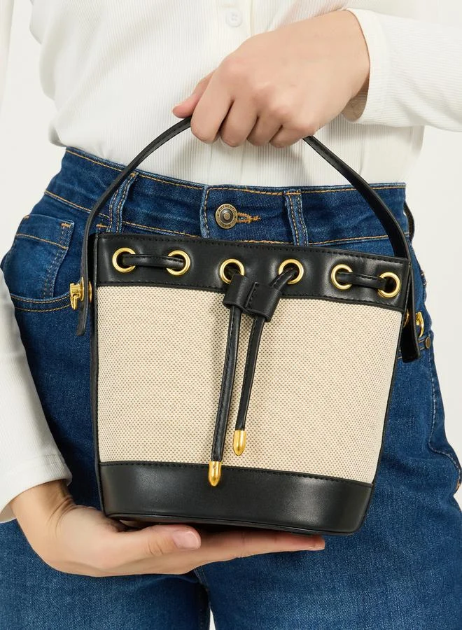 Styli Two Tone Bucket Bag with Detachable Strap