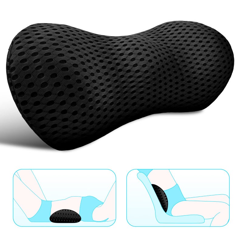 Lumbar Support Pillow for Office Chair Memory Foam Lumbar Pillow for Lower Back Pain Relief Oval Black