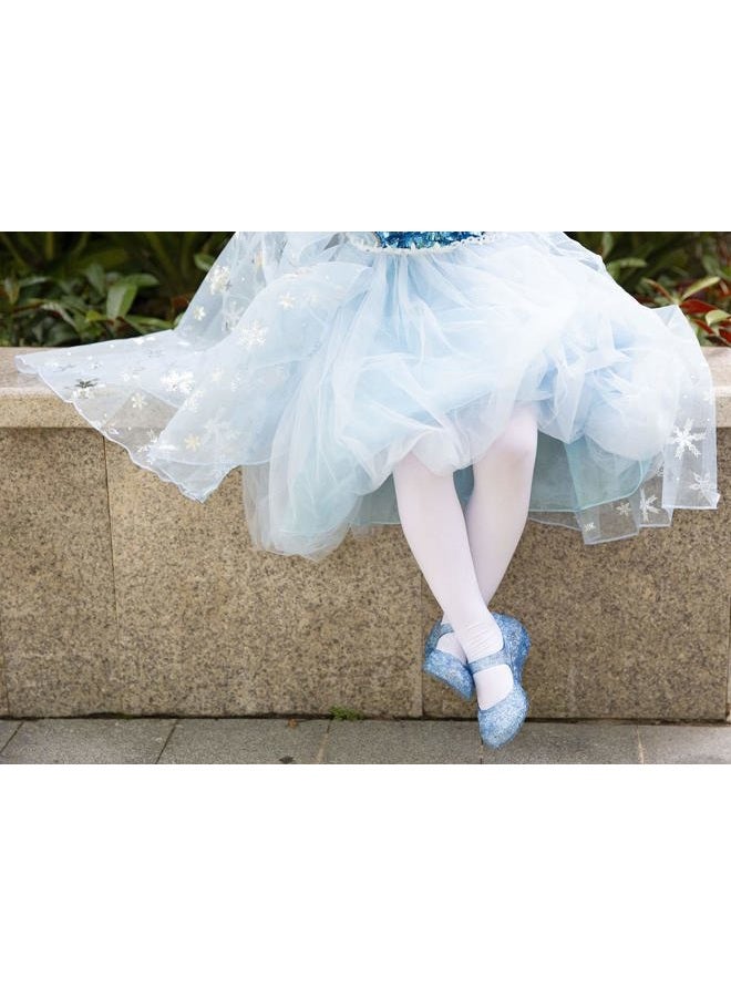 GUGUYeah Princess Costumes Jelly Flats Shoes Cosplay Birthday Party Dress Up Sandals for Little Girls Toddler or Kids Blue, 26 EU - Image 2