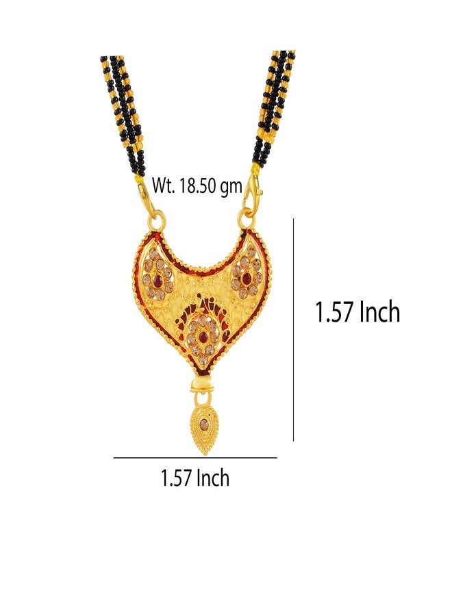 morir Gold Plated Heart-Shaped Mangalsutra with Red Stones for Women – Traditional Jewellery - Image 2