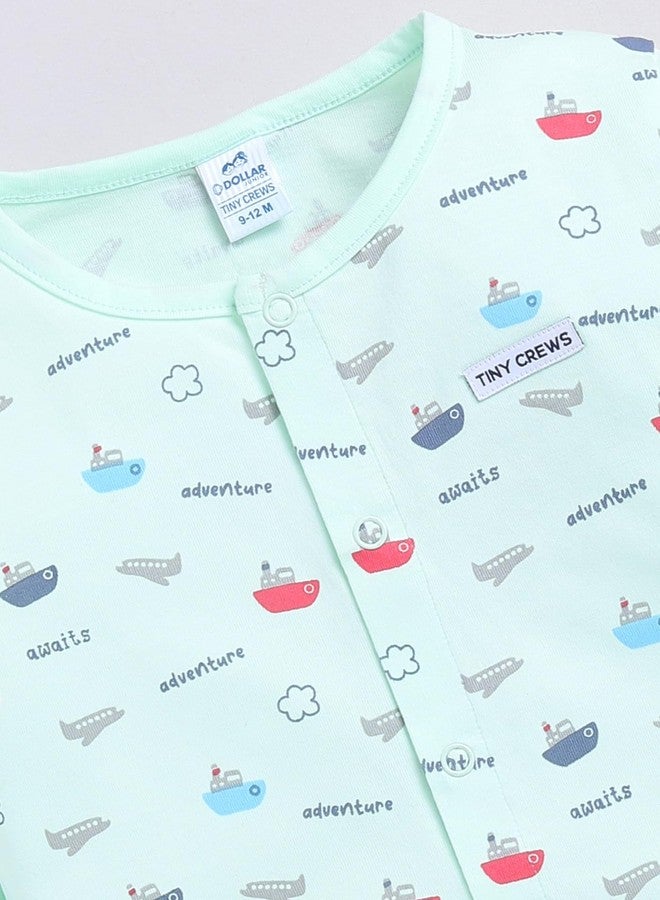 Dollar Junior Tiny Crews Baby Boys T-Shirt Pant Set - Light Green, 9-12M - Image 5