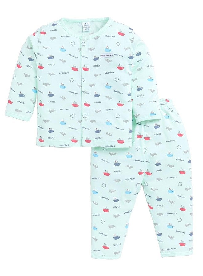 Dollar Junior Tiny Crews Baby Boys T-Shirt Pant Set - Light Green, 9-12M - Image 1