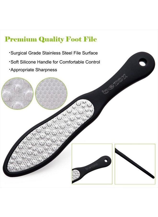 BEZOX - Foot File (1 PCS), Double Sided Foot Scraper Callus Remover, Foot Rasp for Cracked Heel and Foot Corn Removal, Stainless Steel Pedicure File W/Cloth Storage Bag - Image 1
