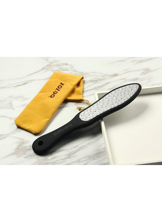 BEZOX - Foot File (1 PCS), Double Sided Foot Scraper Callus Remover, Foot Rasp for Cracked Heel and Foot Corn Removal, Stainless Steel Pedicure File W/Cloth Storage Bag - Image 1