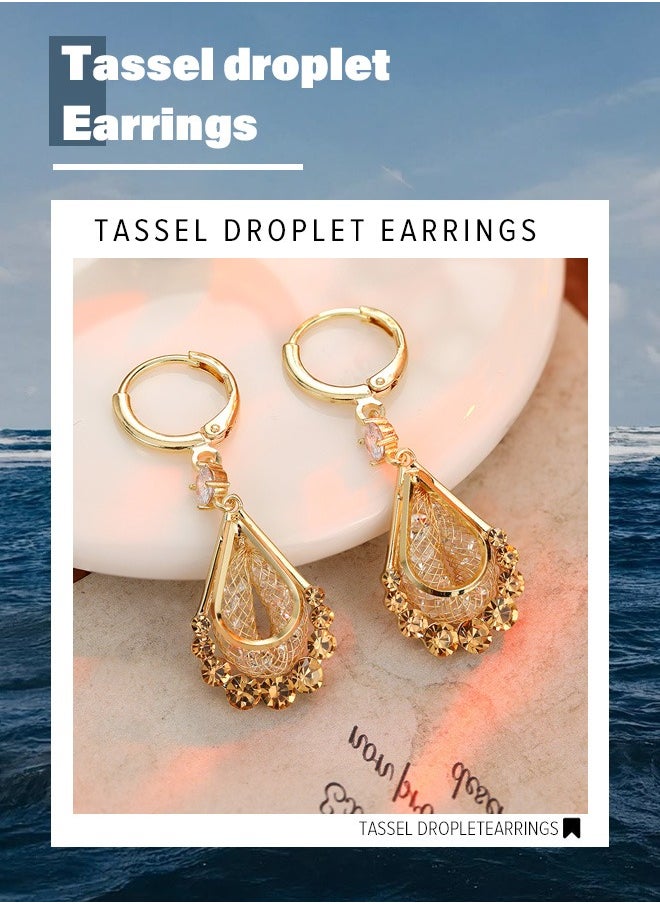 Generic 【Gold Glamour】Luxe Sparkling Peacock Feather Crystal Drop Earrings | Lightweight Gold Earrings for Elegant Evening Occasions  - Image 1