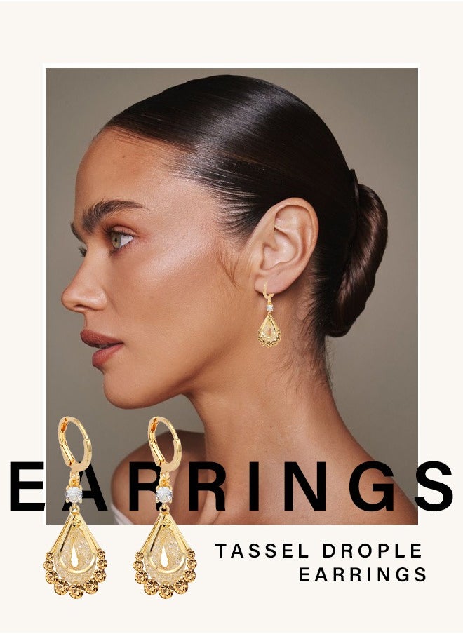 Generic 【Gold Glamour】Luxe Sparkling Peacock Feather Crystal Drop Earrings | Lightweight Gold Earrings for Elegant Evening Occasions  - Image 2