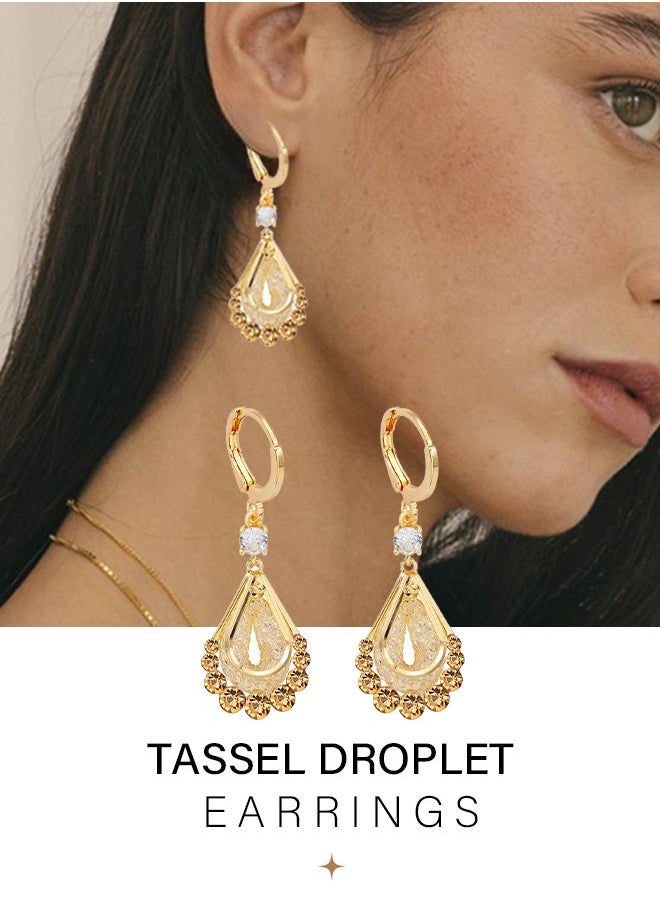 Generic 【Gold Glamour】Luxe Sparkling Peacock Feather Crystal Drop Earrings | Lightweight Gold Earrings for Elegant Evening Occasions  - Image 3