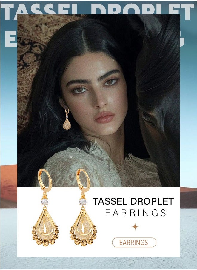 Generic 【Gold Glamour】Luxe Sparkling Peacock Feather Crystal Drop Earrings | Lightweight Gold Earrings for Elegant Evening Occasions  - Image 4