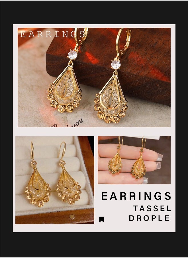 Generic 【Gold Glamour】Luxe Sparkling Peacock Feather Crystal Drop Earrings | Lightweight Gold Earrings for Elegant Evening Occasions  - Image 5