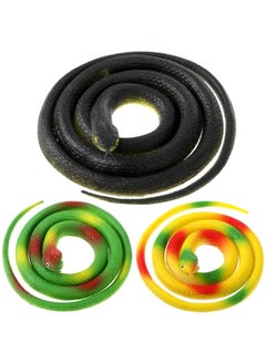 3 Pieces Large Rubber Snakes Realistic Fake Snake Toys for Garden Props to Keep Birds Away, Pranks, Halloween Decoration (Vivid Style)