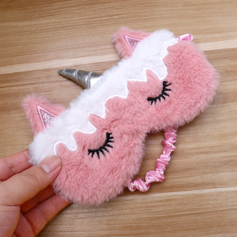 Eyeshade Funny Plush Sleep Eyeshade for Home Travel Trip (Wave Pattern) - Image 1