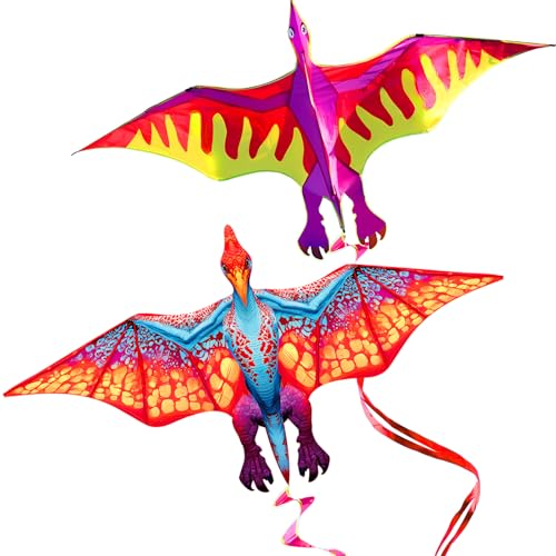 HENGDA KITE 2 Pack Dragon Kites for Kids and AdultsDinosaur Kite Easy to FlyBeach Kites for Family Outdoor Toy Games ActivitiesSuitable for Beginners - Image 1